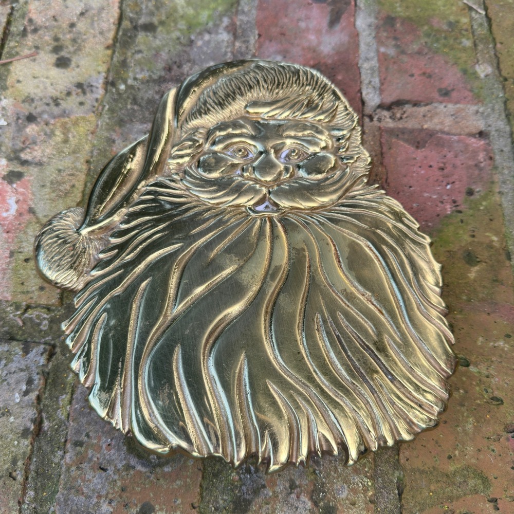 Virginia Metalcrafters Santa Trivet 2003 Brass 9th Christmas USA Farmhouse Decor